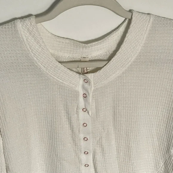 Free People Cream Going Places Snaps Waffle Knit Cardigan Sweater - 35604 - Picture 5 of 16